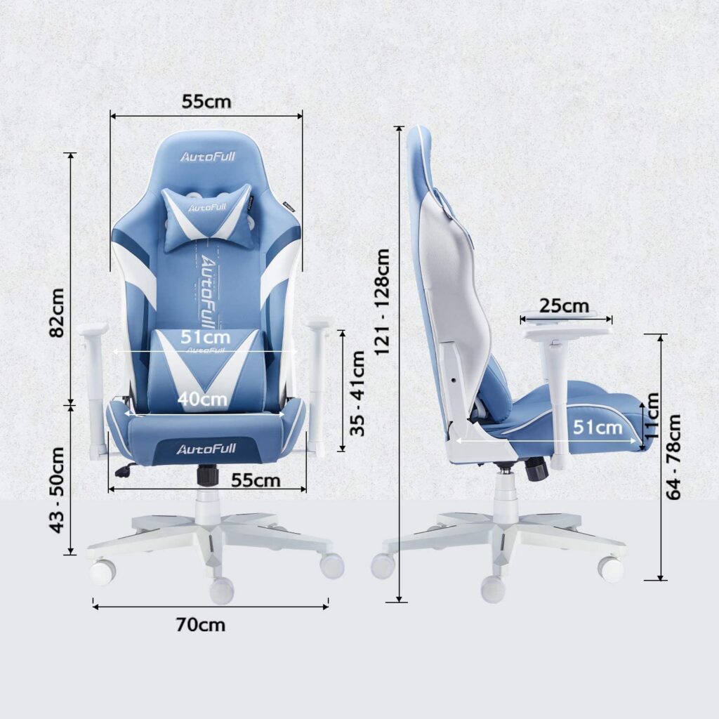 Medidas silla gaming azul